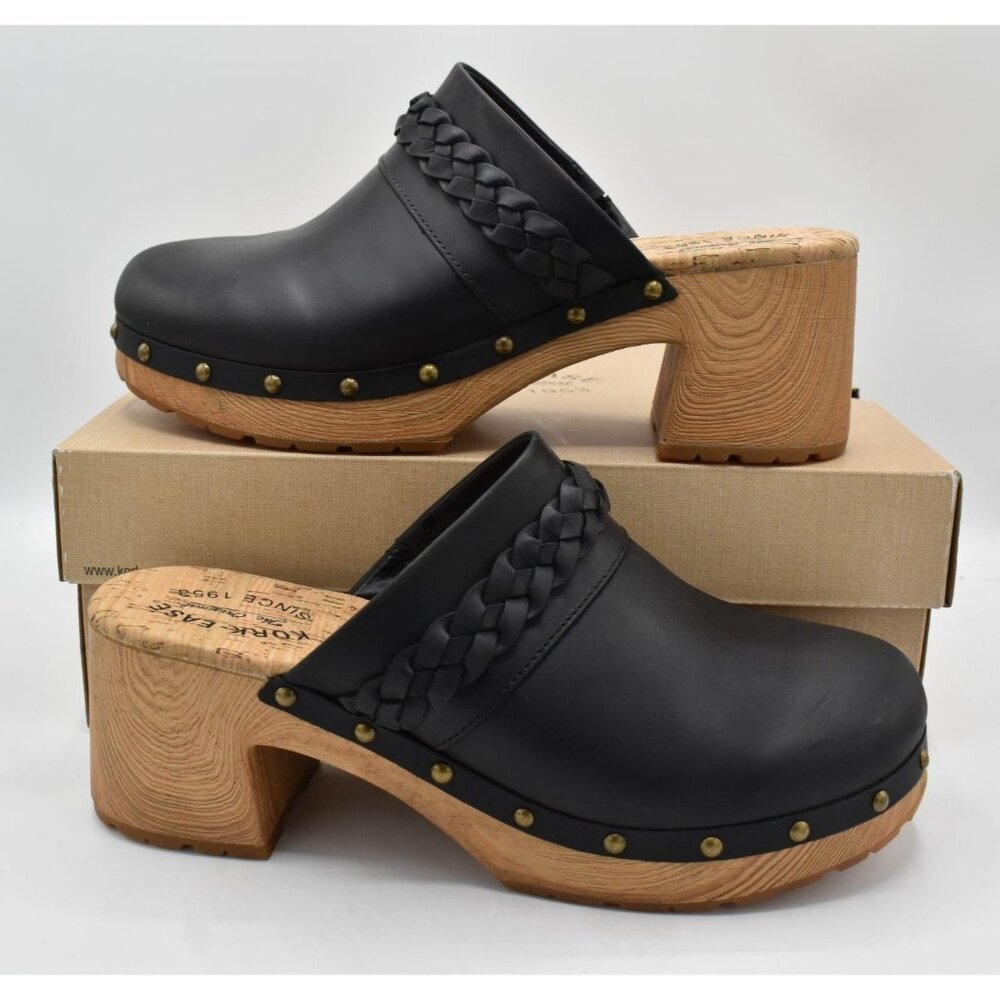 Kork‎ Ease Womens Size 11 Tilly Black Full Grain Leather Slip On Clogs Shoes - Picture 4 of 14